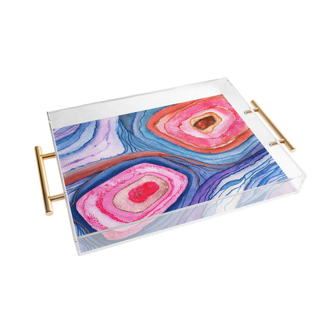 Viviana Gonzalez AGATE Inspired Watercolor Abstract 04 Acrylic Tray