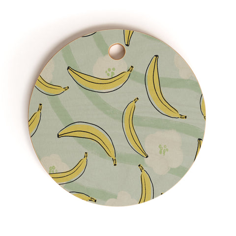 Viviana Gonzalez Banana And Flowers Cutting Board Round