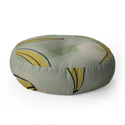 Viviana Gonzalez Banana And Flowers Floor Pillow Round