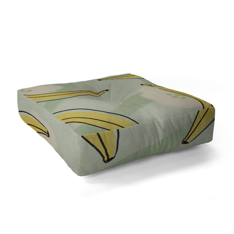 Viviana Gonzalez Banana And Flowers Floor Pillow Square