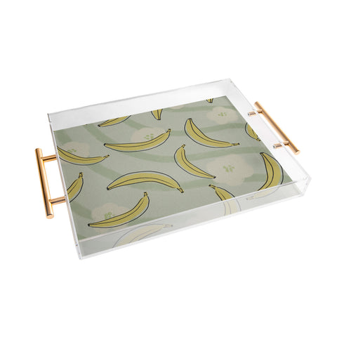Viviana Gonzalez Banana And Flowers Acrylic Tray
