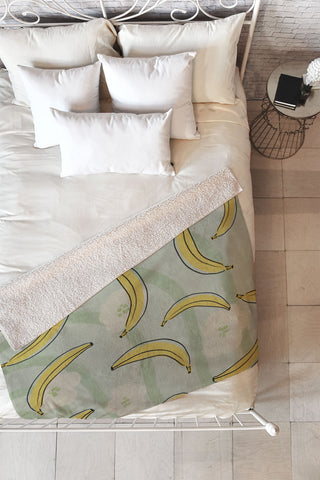 Viviana Gonzalez Banana And Flowers Fleece Throw Blanket