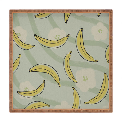 Viviana Gonzalez Banana And Flowers Square Tray