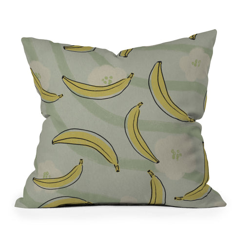 Viviana Gonzalez Banana And Flowers Throw Pillow