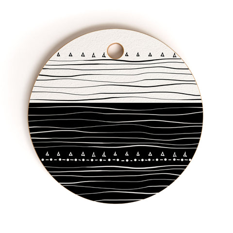 Viviana Gonzalez Black and white collection 01 Cutting Board Round
