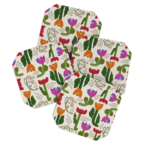 Viviana Gonzalez Bold Folk Wildflowers Coaster Set