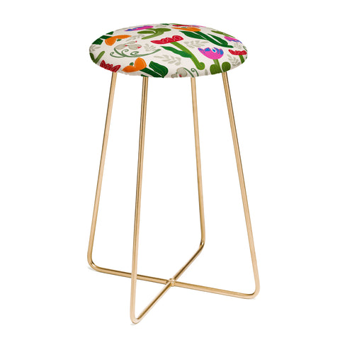 Viviana Gonzalez Bold Folk Wildflowers Counter Stool