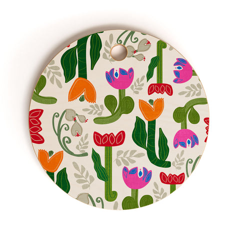 Viviana Gonzalez Bold Folk Wildflowers Cutting Board Round