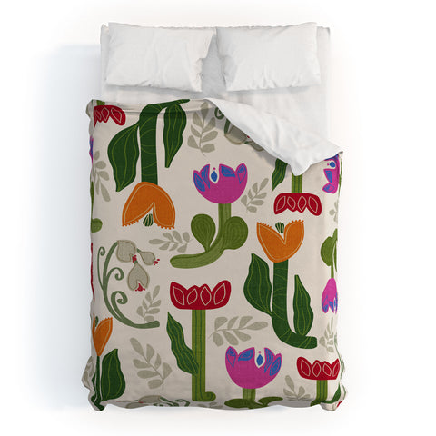 Viviana Gonzalez Bold Folk Wildflowers Duvet Cover