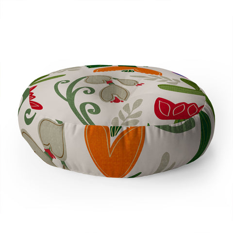 Viviana Gonzalez Bold Folk Wildflowers Floor Pillow Round