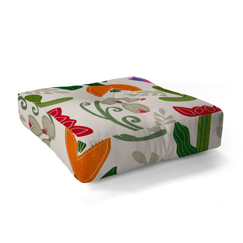 Viviana Gonzalez Bold Folk Wildflowers Floor Pillow Square