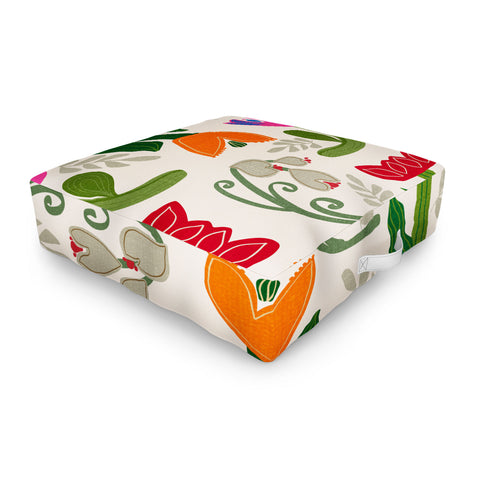 Viviana Gonzalez Bold Folk Wildflowers Outdoor Floor Cushion
