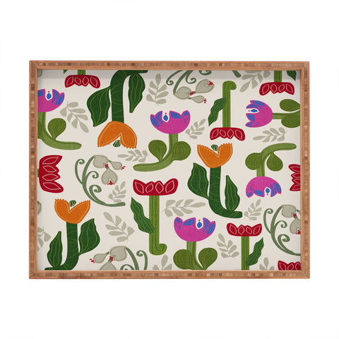 Viviana Gonzalez Bold Folk Wildflowers Rectangular Tray