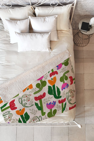 Viviana Gonzalez Bold Folk Wildflowers Fleece Throw Blanket
