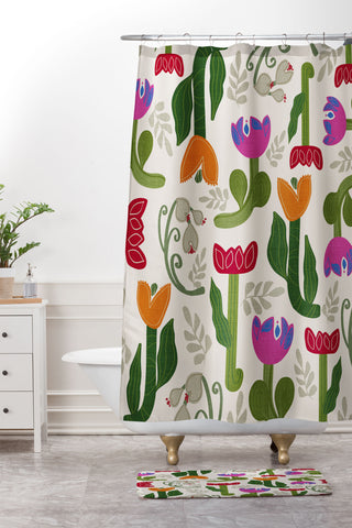 Viviana Gonzalez Bold Folk Wildflowers Shower Curtain And Mat