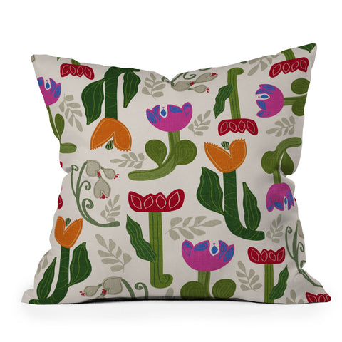 Viviana Gonzalez Bold Folk Wildflowers Throw Pillow