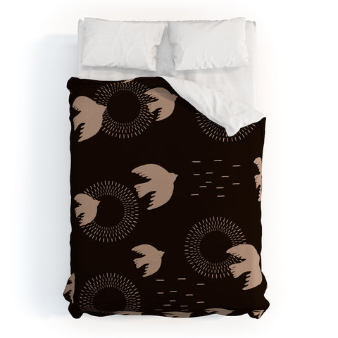 Viviana Gonzalez Espresso caramel Boho birds Duvet Cover