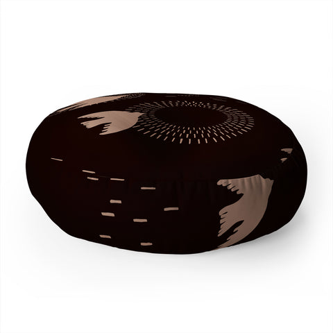 Viviana Gonzalez Espresso caramel Boho birds Floor Pillow Round
