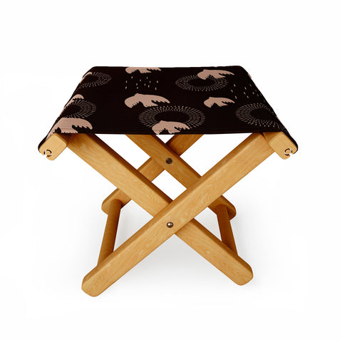 Viviana Gonzalez Espresso caramel Boho birds Folding Stool