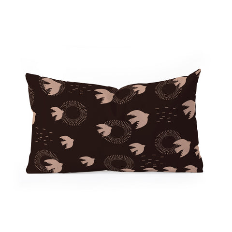 Viviana Gonzalez Espresso caramel Boho birds Oblong Throw Pillow