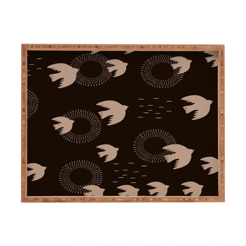 Viviana Gonzalez Espresso caramel Boho birds Rectangular Tray