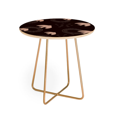 Viviana Gonzalez Espresso caramel Boho birds Round Side Table