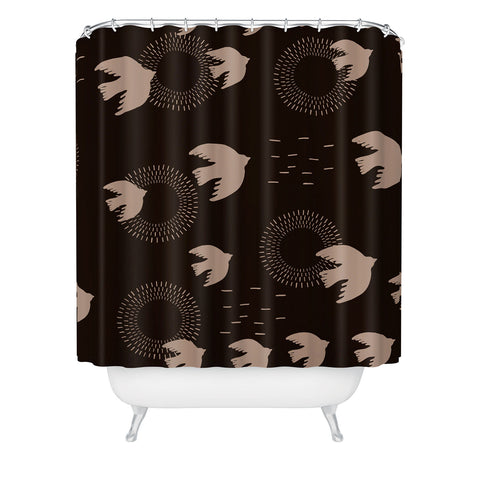 Viviana Gonzalez Espresso caramel Boho birds Shower Curtain