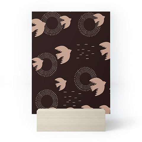 Viviana Gonzalez Espresso caramel Boho birds Mini Art Print