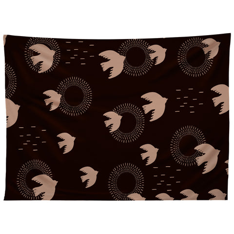 Viviana Gonzalez Espresso caramel Boho birds Tapestry