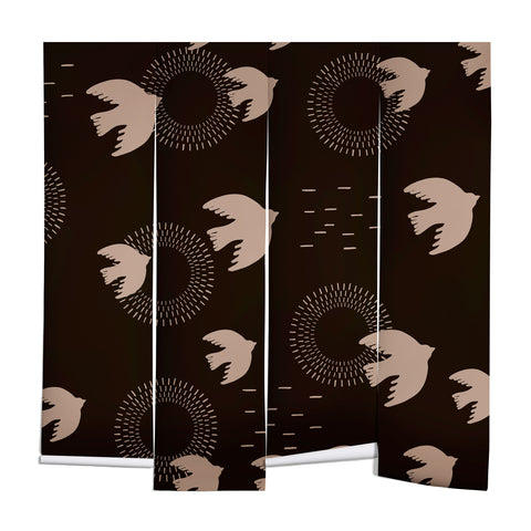 Viviana Gonzalez Espresso caramel Boho birds Wall Mural