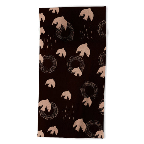 Viviana Gonzalez Espresso caramel Boho birds Beach Towel