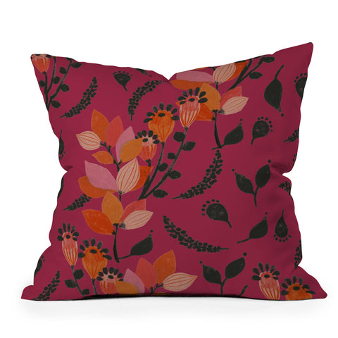 Viviana Gonzalez Floral Magenta vibes 01 Outdoor Throw Pillow