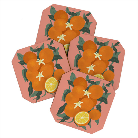 Viviana Gonzalez Fruit Harvest 01 Oranges Coaster Set