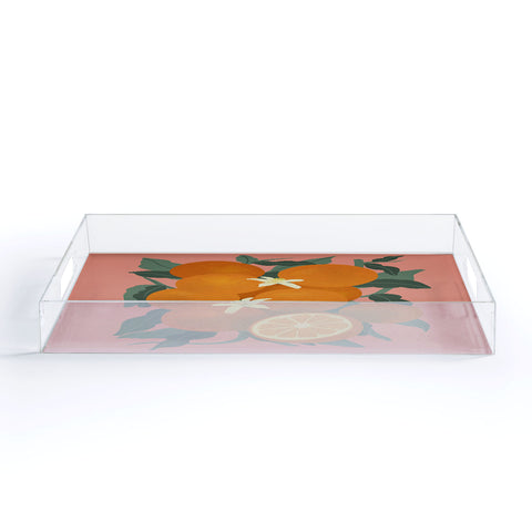 Viviana Gonzalez Fruit Harvest 01 Oranges Acrylic Tray Gold Handles