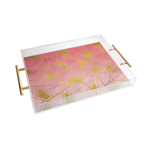 Viviana Gonzalez Geometric pink and gold Acrylic Tray