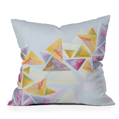 Viviana Gonzalez Geometric watercolor play 01 Outdoor Throw Pillow