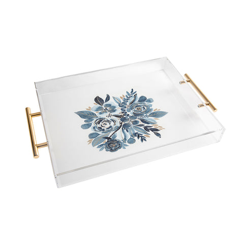 Viviana Gonzalez Indigo and gold floral 4 Acrylic Tray