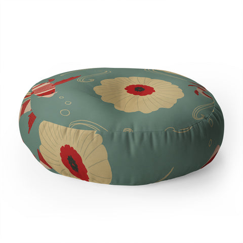 Viviana Gonzalez Koi pattern Japan Floor Pillow Round