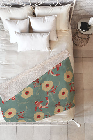 Viviana Gonzalez Koi pattern Japan Fleece Throw Blanket