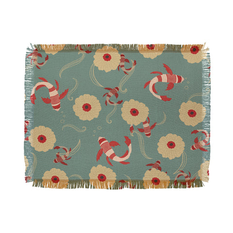 Viviana Gonzalez Koi pattern Japan Throw Blanket