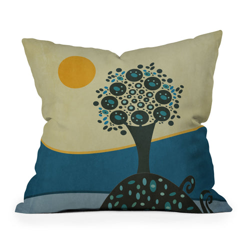 Viviana Gonzalez Lone Tree In The Hills Outdoor Throw Pillow