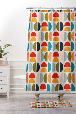 Viviana Gonzalez Mid Century Geometric Vibes I Shower Curtain And Mat