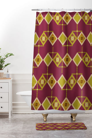 Viviana Gonzalez Mid Century Geometric Vibes Shower Curtain And Mat