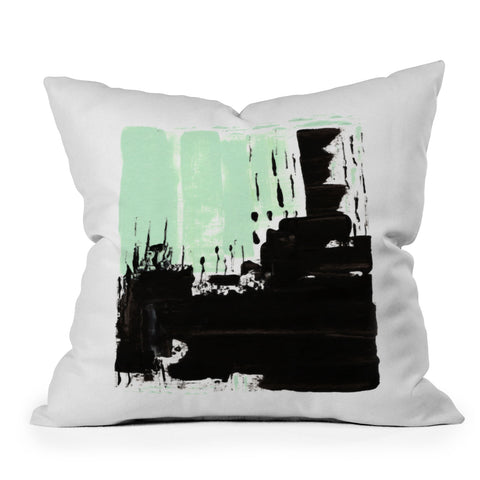 Viviana Gonzalez Minimal black and mint I Outdoor Throw Pillow