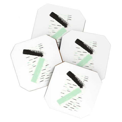 Viviana Gonzalez Minimal black and mint II Coaster Set