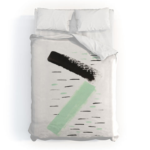 Viviana Gonzalez Minimal black and mint II Duvet Cover