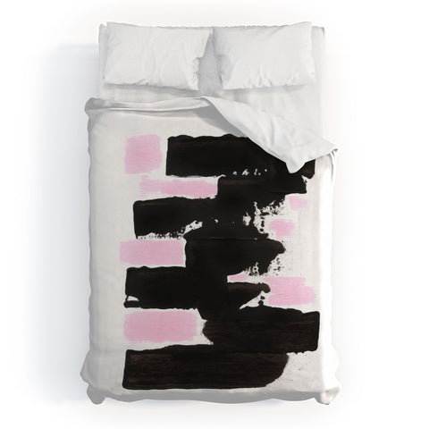 Viviana Gonzalez Minimal black and pink II Duvet Cover