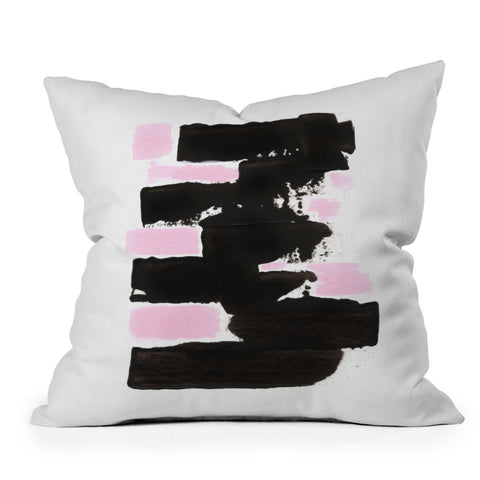 Viviana Gonzalez Minimal black and pink II Outdoor Throw Pillow