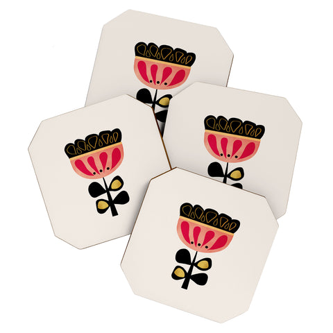 Viviana Gonzalez Minimal flower 01 Coaster Set