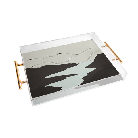 Viviana Gonzalez Minimal Mountains In The Sea Acrylic Tray